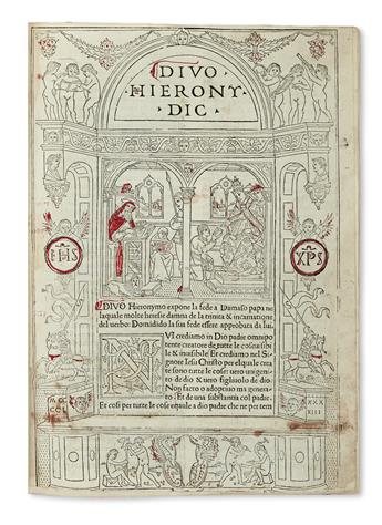 INCUNABULA  HIERONYMUS, Saint. Epistole.  1497.  Lacks the first 5 leaves.